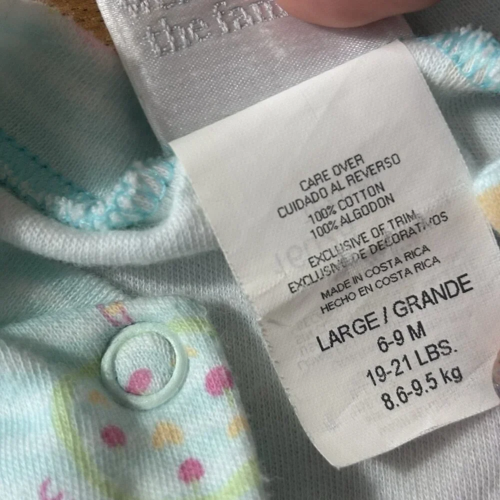 Vtg 1990s Carter’s Pastel Butterflies Tree Long Sleeve Snap Footie Size 6-9month